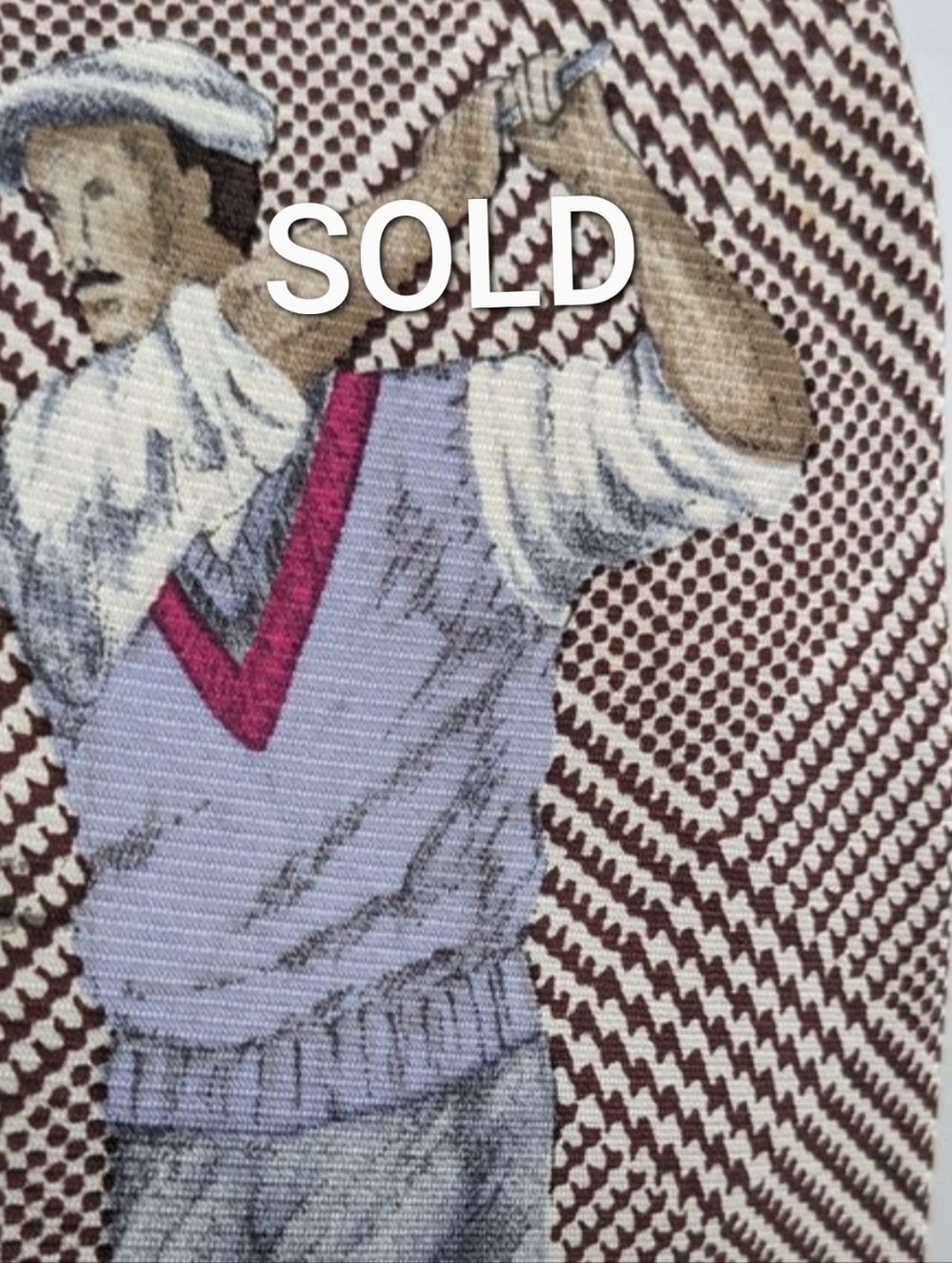 Polo Ralph Lauren Golfer Vtg Necktie Tie Handmade Silk Golf 18th Hole Gentleman